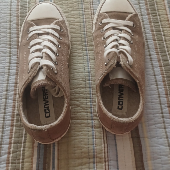 Converse Tan Suede Sneakers with Cream Accents - Picture 4 of 5